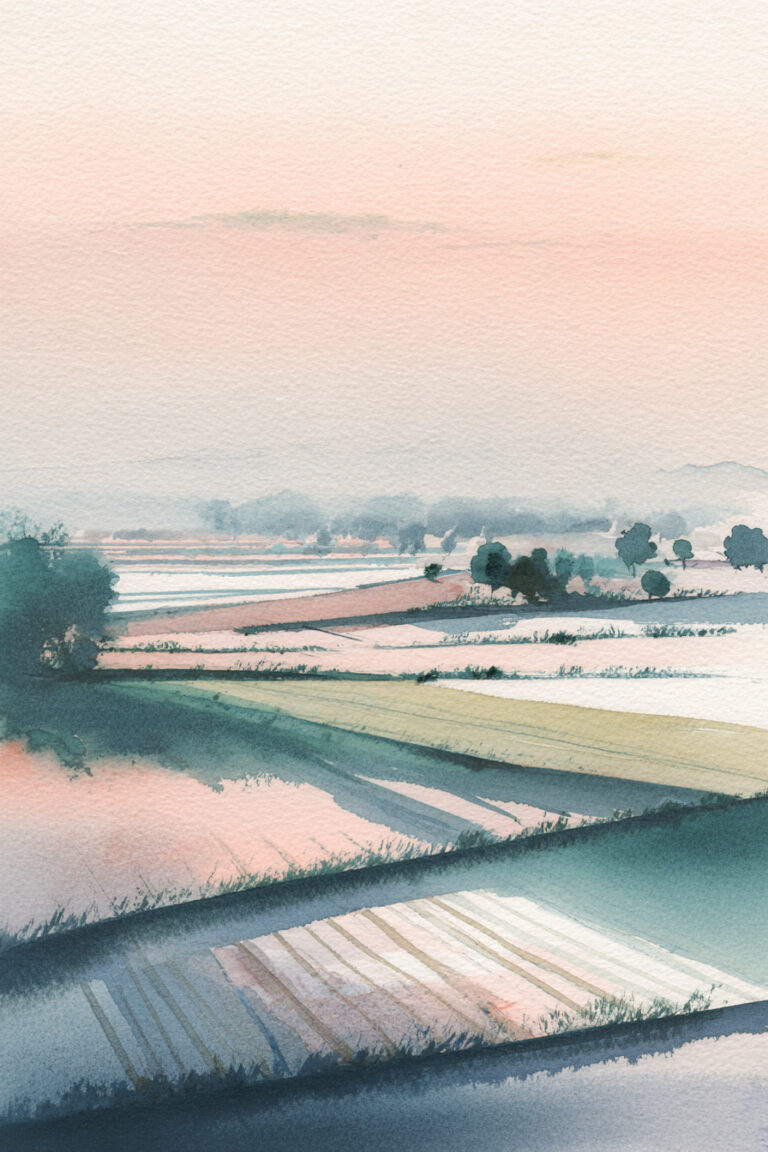 Soft Sunrise Over Farmland