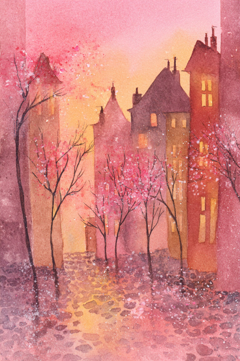 Spring Village Sunset Glow