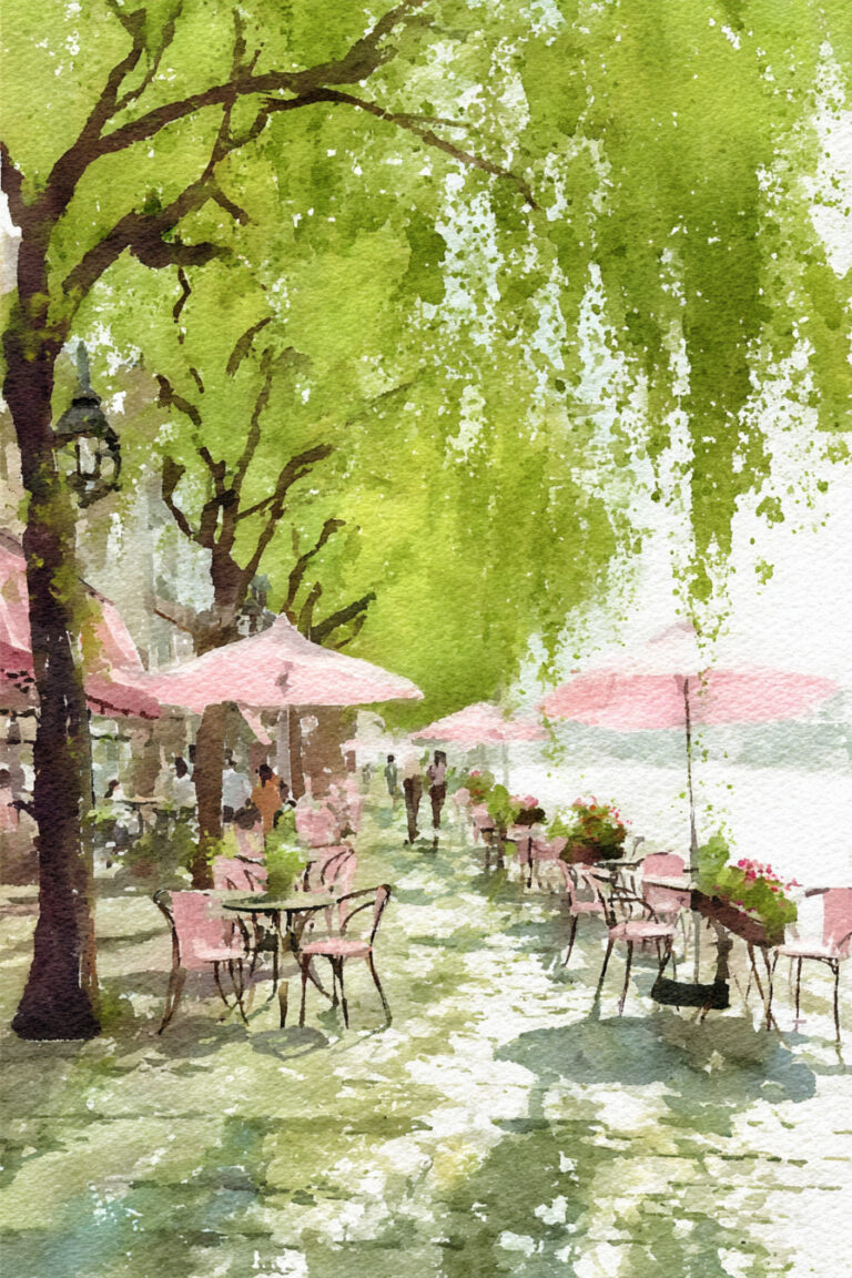Springtime Riverside Promenade
