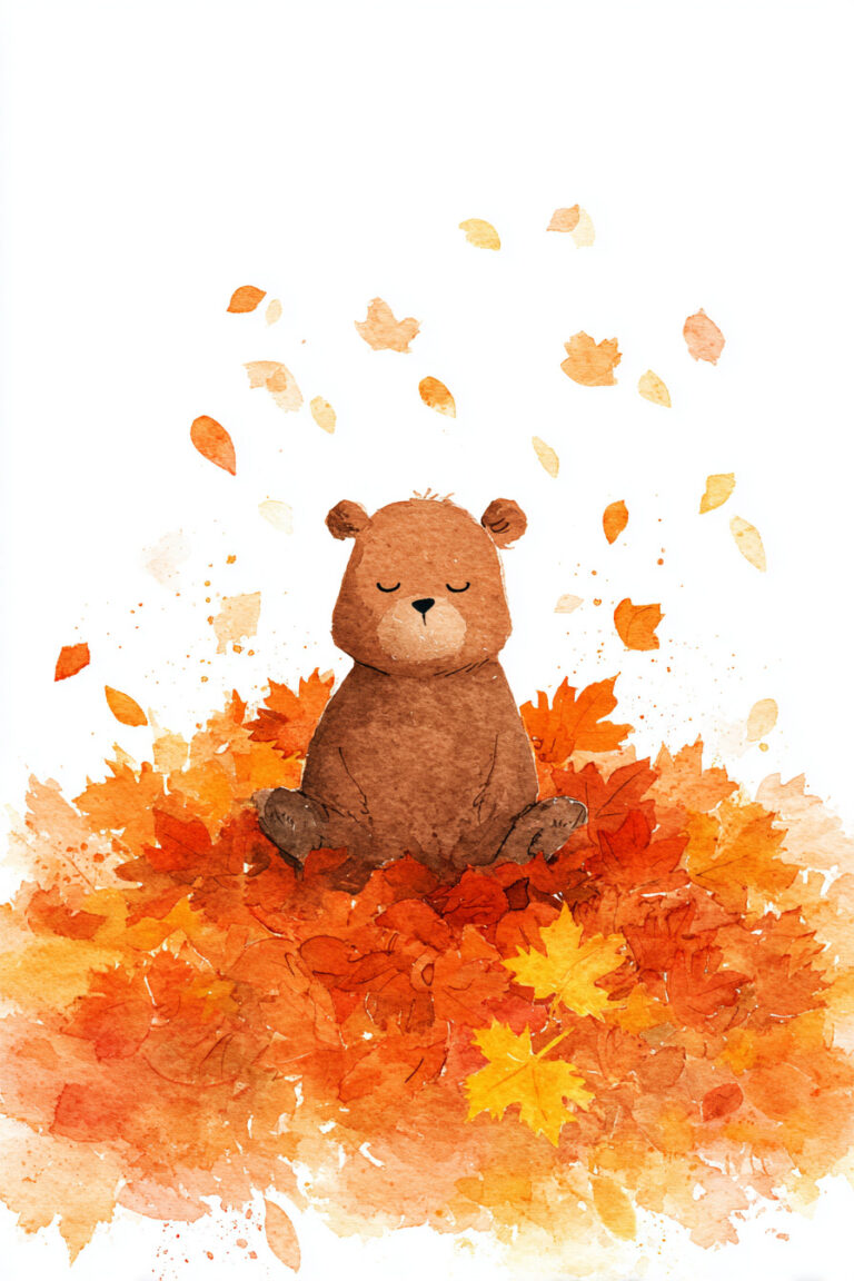 22. Autumn Bear Among Maple Leaves