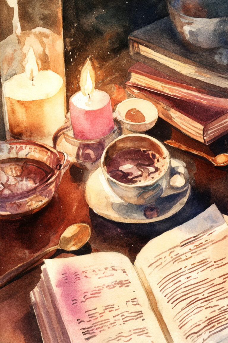 Books & Candlelit Table