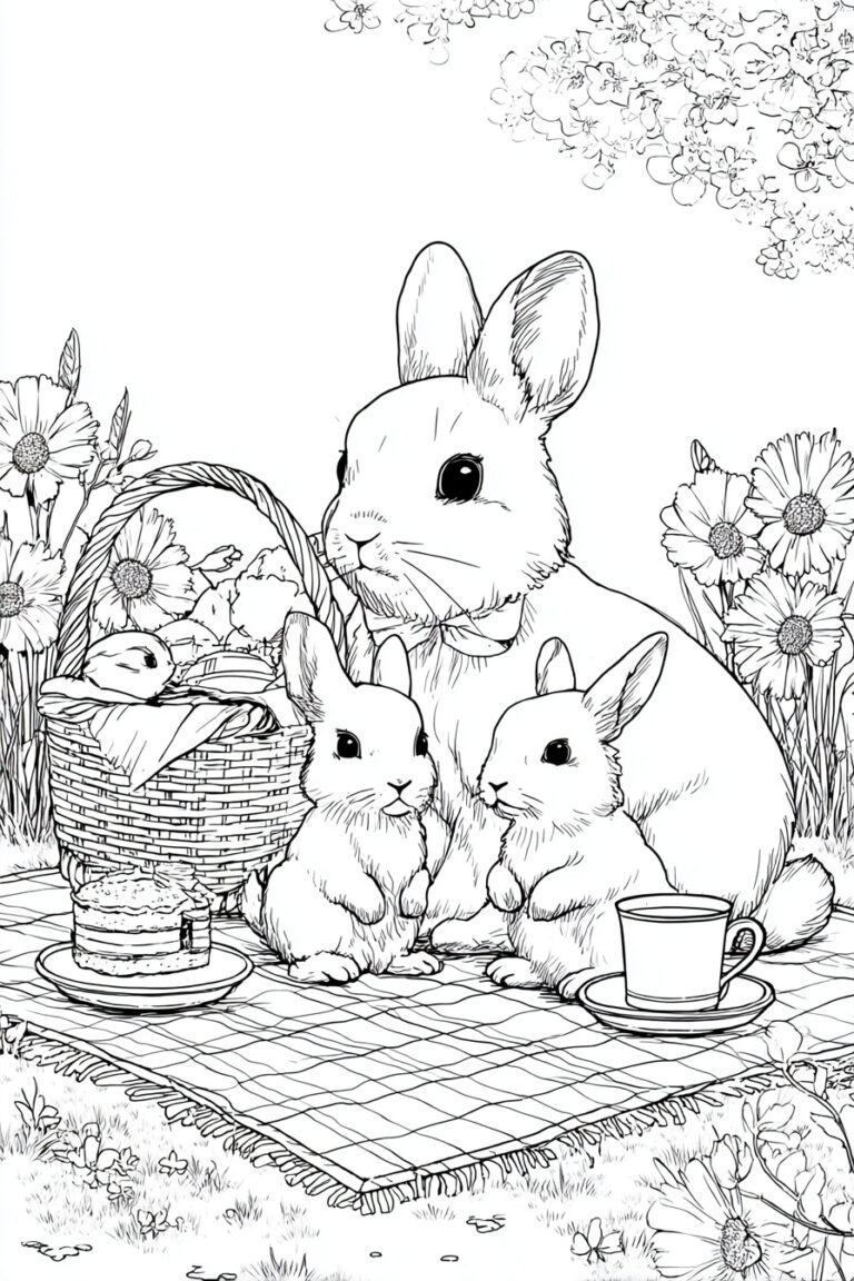 13. Bunny Family Having a Picnic