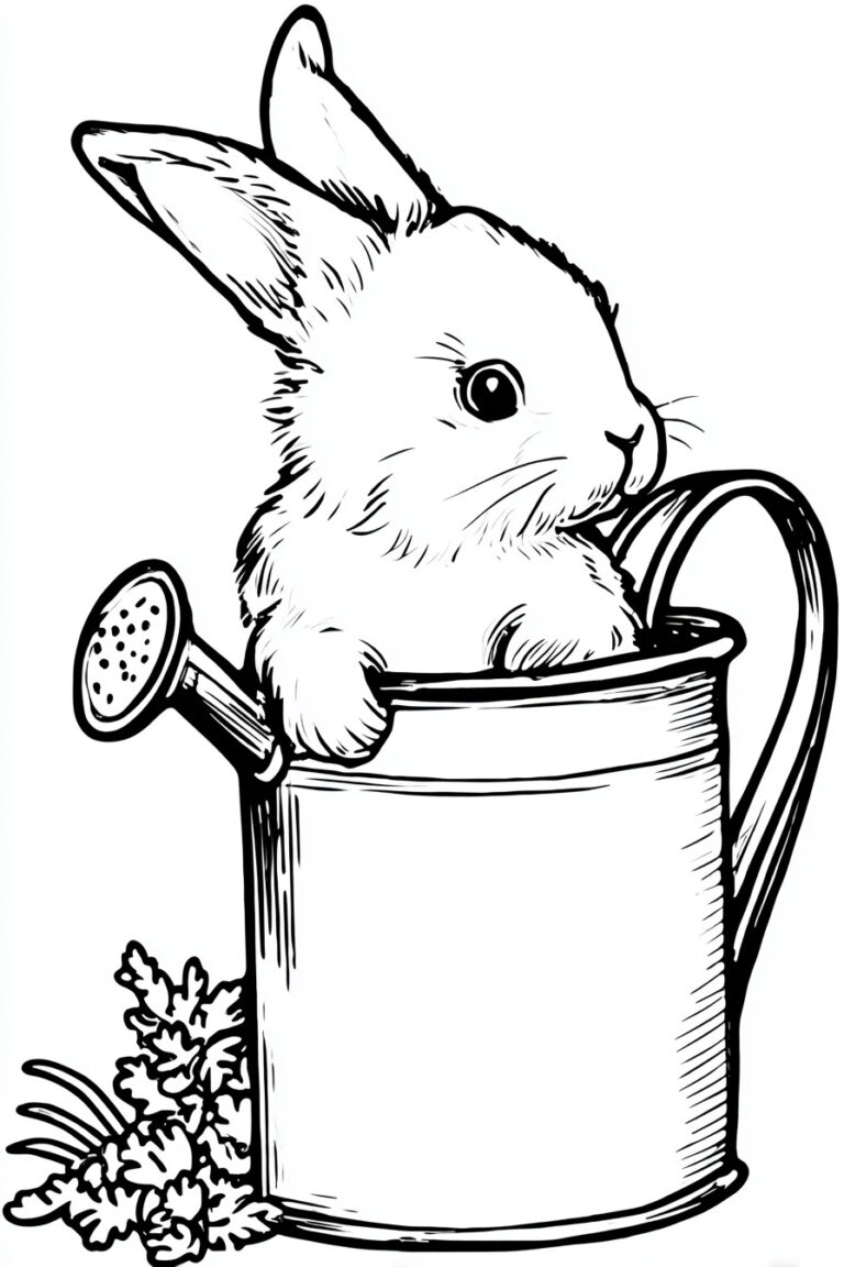 11. Bunny Peeking Out of a Watering Can