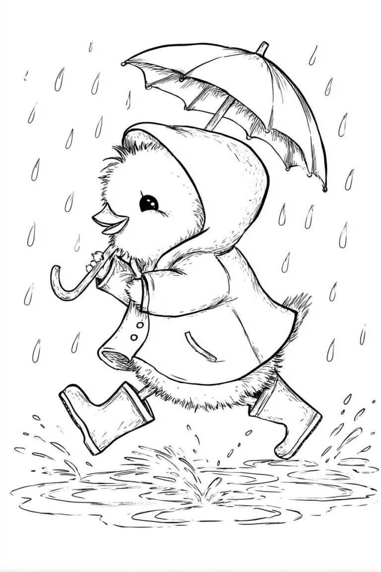 23. Chick Wearing a Raincoat in Spring Rain