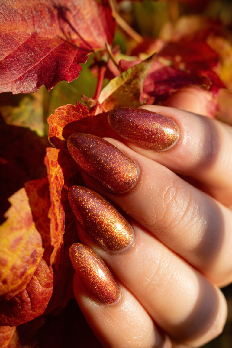 16. Cinnamon Jelly Nails with Bronze Shimmer