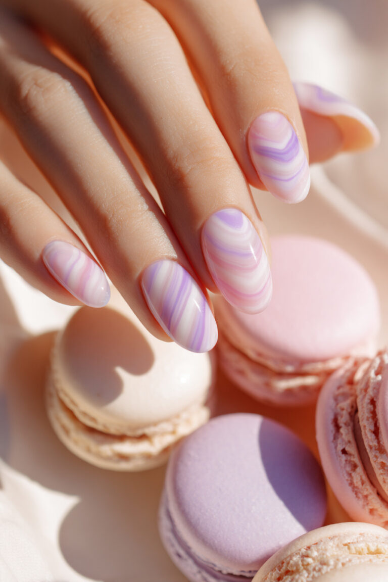 25. Cotton Candy Jelly Nails with Pastel Swirl