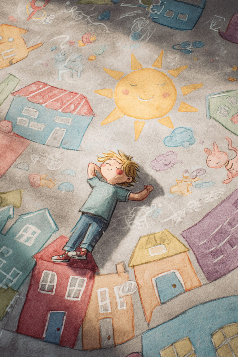 24. Drawing on the Pavement with Chalk