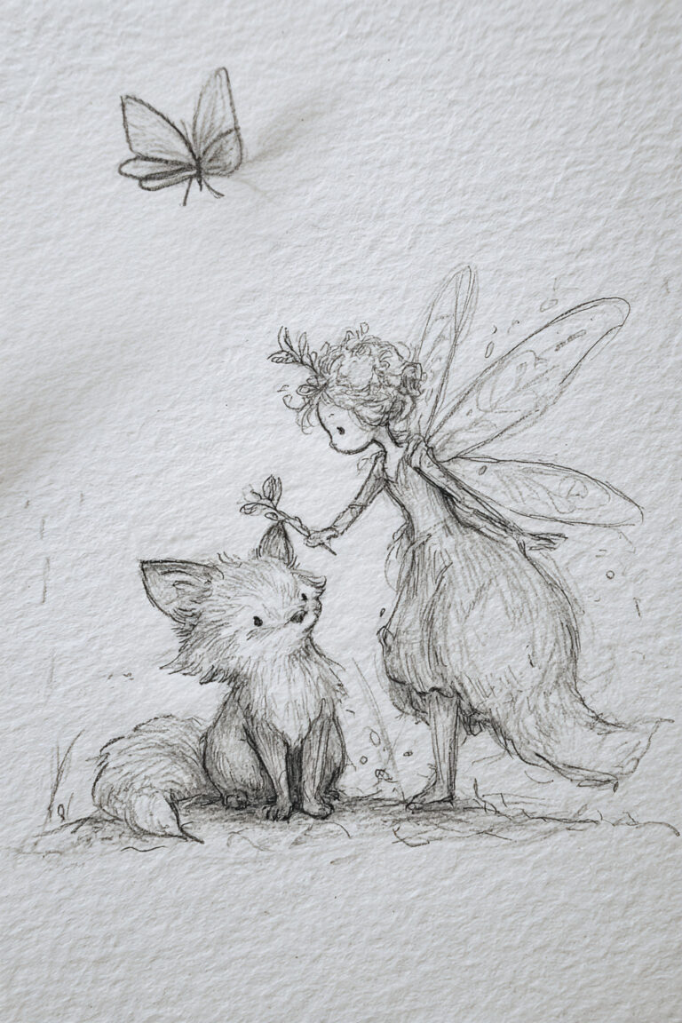 27. Fairy Brushing a Fox Cub’s Tail