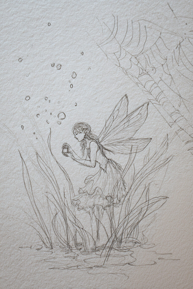 9. Fairy Collecting Dewdrops