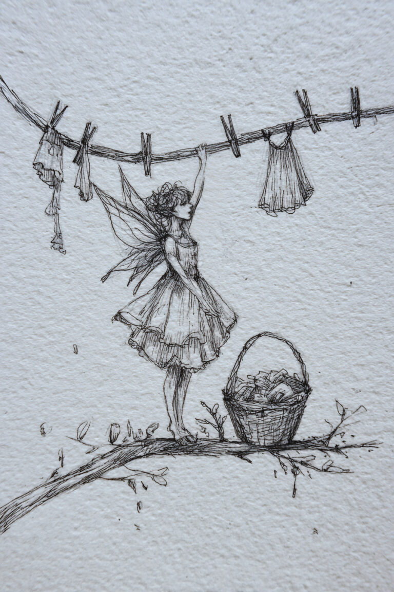 14. Fairy Hanging Laundry on a Spiderweb