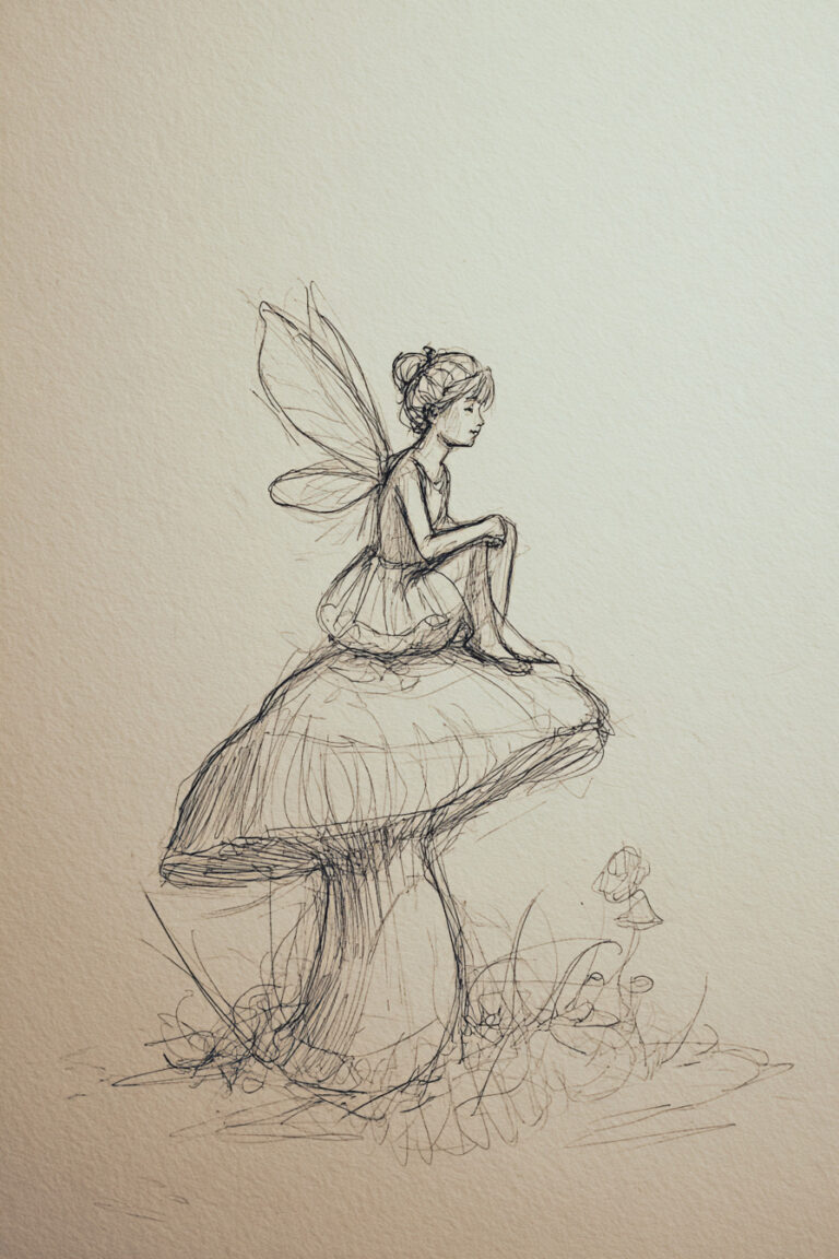 1. Fairy Sitting on a Mushroom