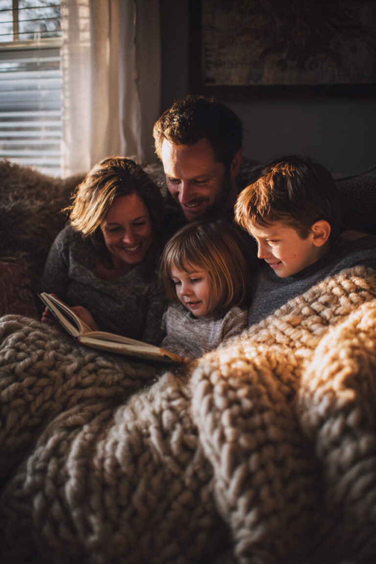 Family Snuggle on the Couch