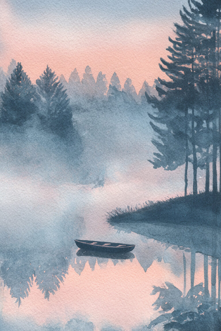 3. Morning Mist Over Woodland Lake