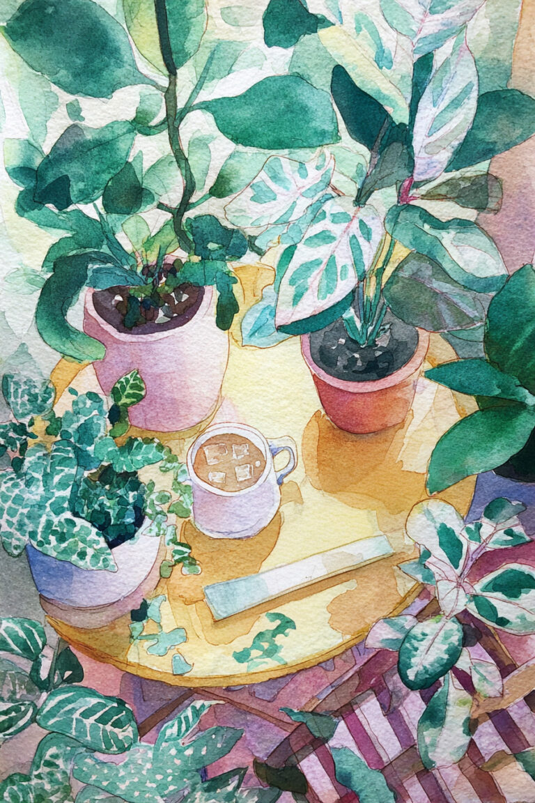 Plant-Filled Sunny Cafe