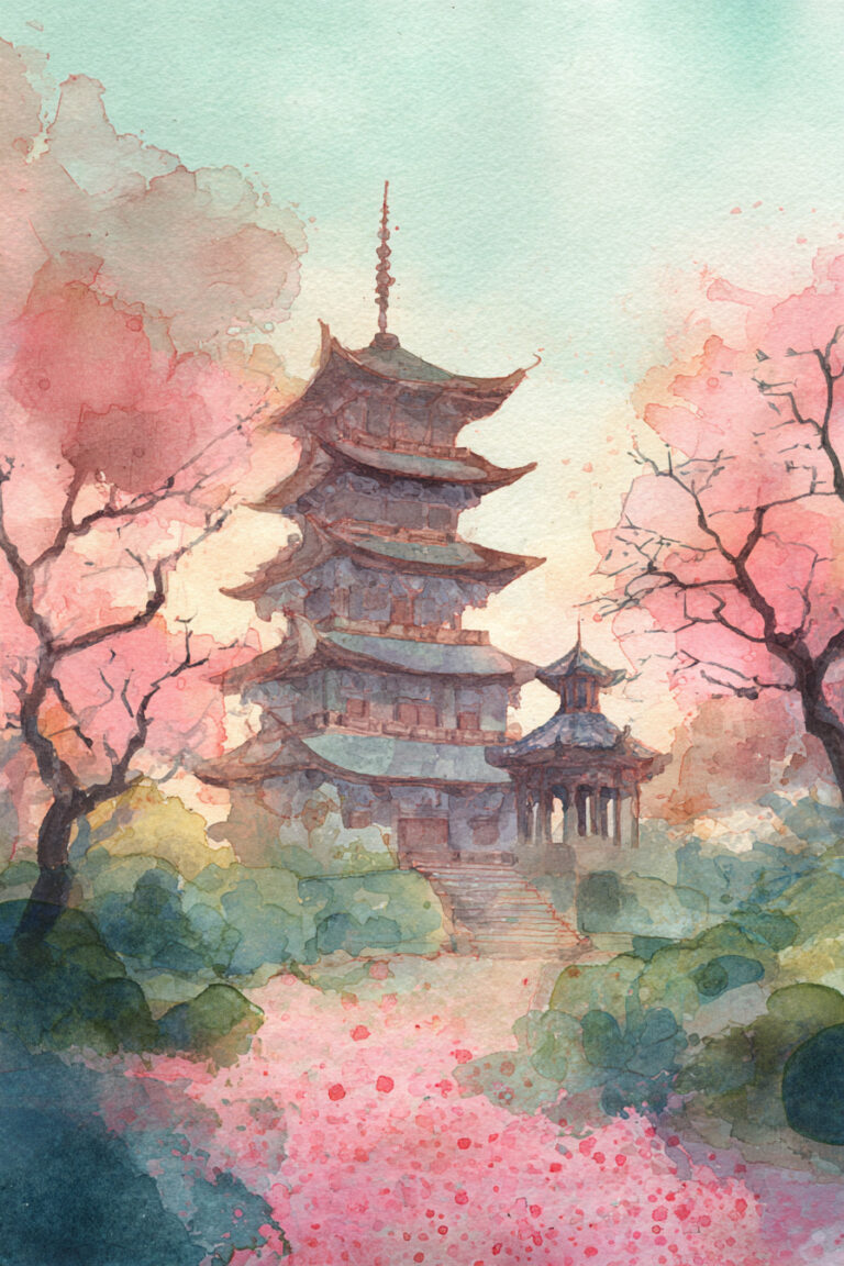 Serene Temple Blossoms