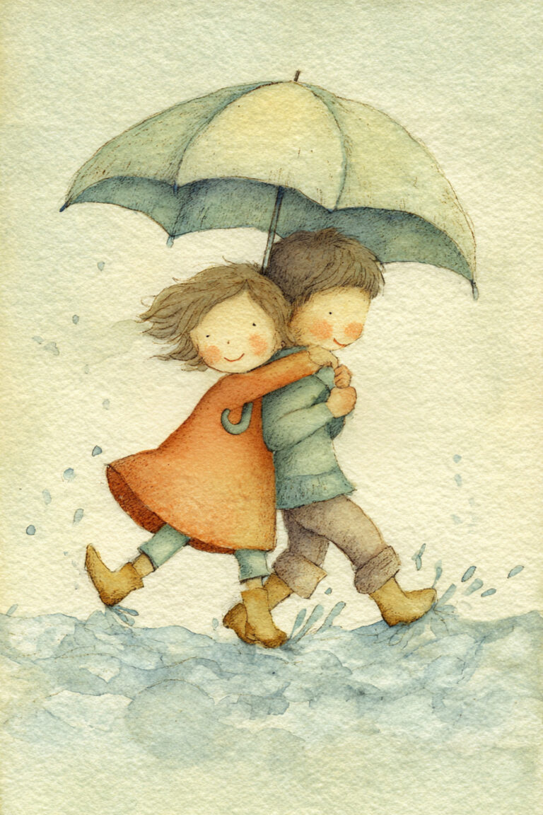 21. Sharing an Umbrella in the Rain
