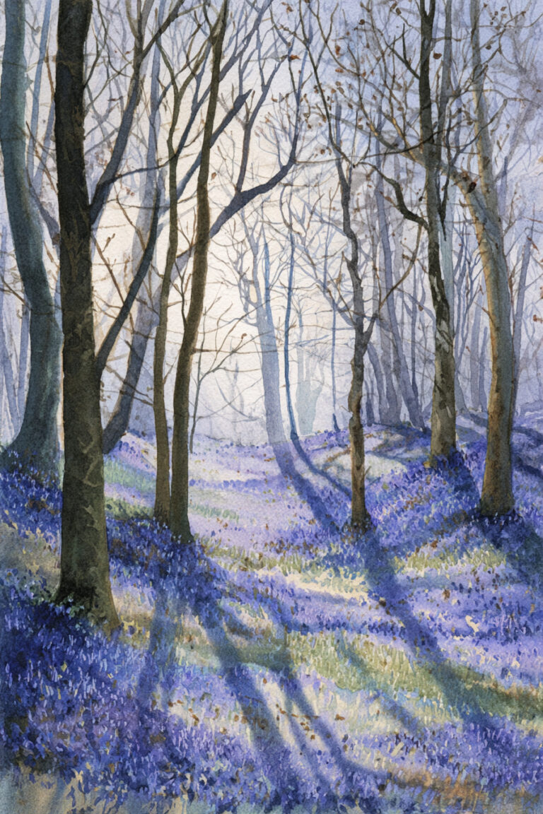 19. Spring Bluebells Under Bare Trees