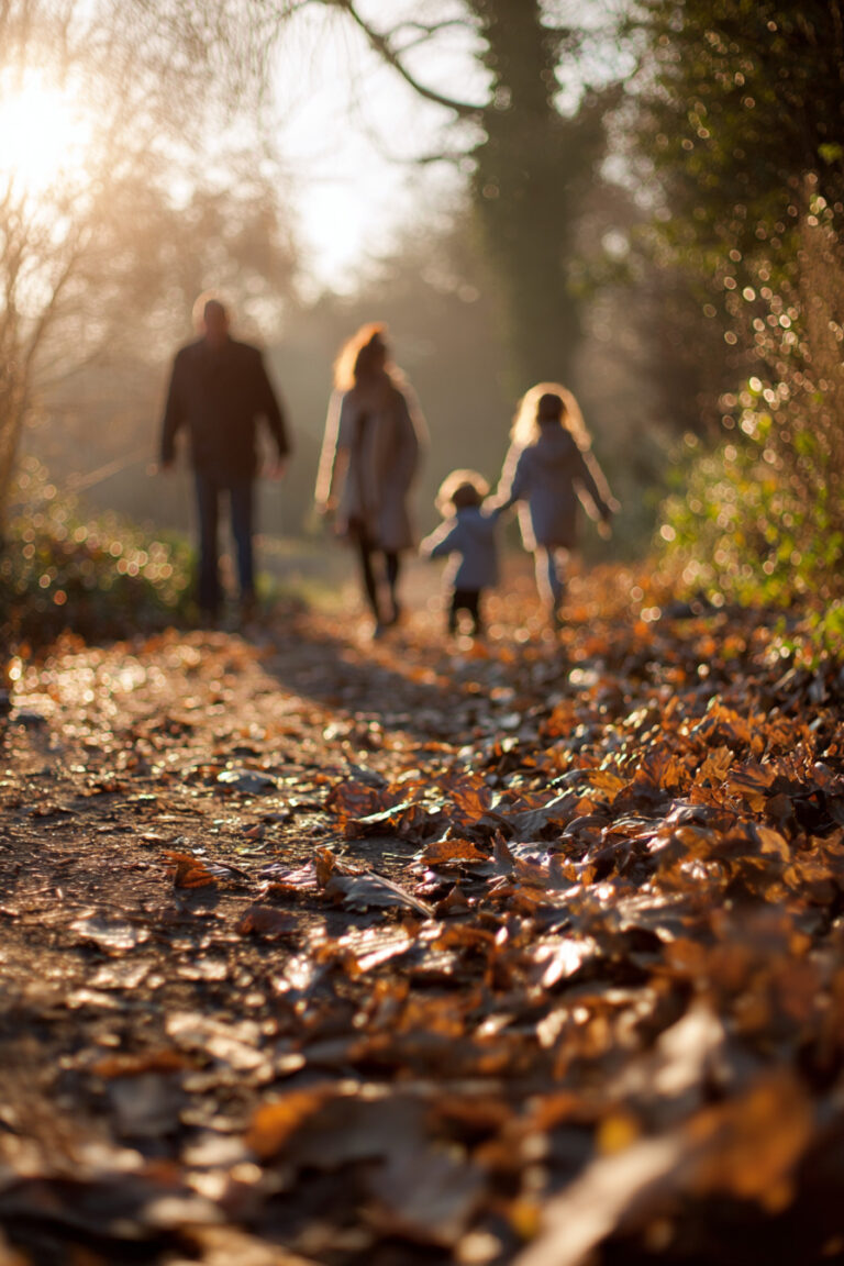 Walking Through Autumn Leaves