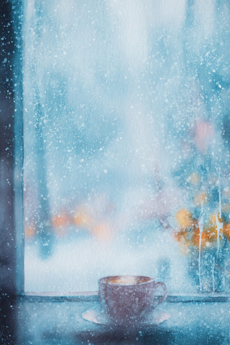 Winter Frosted Window Scene