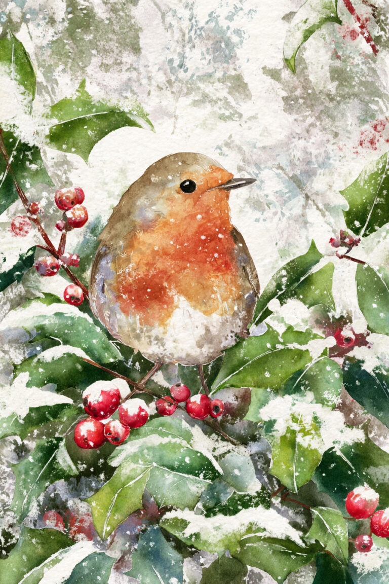 24. Winter Robin in Holly Bush