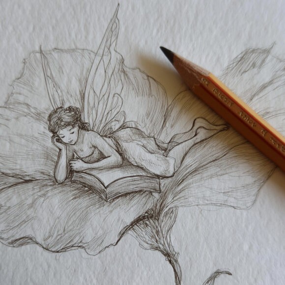 emthehuman1_pencil_next_to_a_loose_doodle_of_A_fairy_lying_on_h_d9a60e96-8768-487d-8a45-85625fb9e838