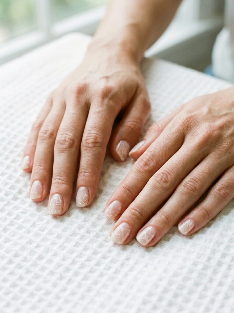 18. Barely-There Lace on Natural Nail
