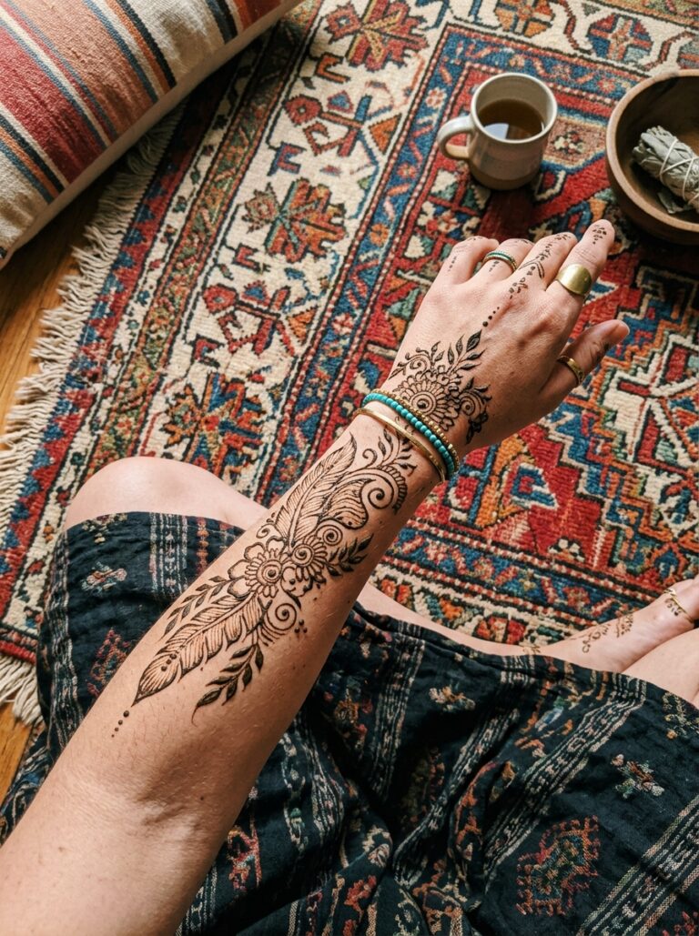 21. Boho Feather and Floral Wrap