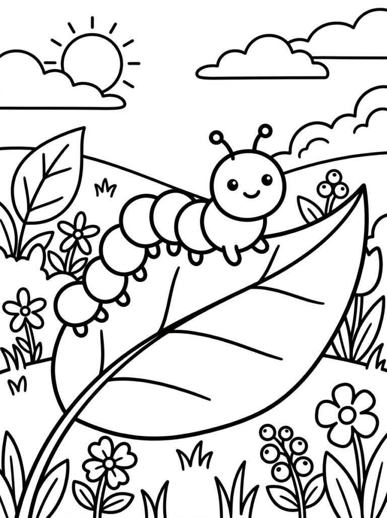 6. Caterpillar on a Leaf