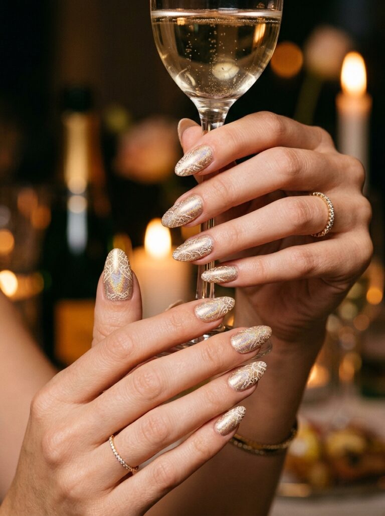 24. Champagne Lace New Year Glam