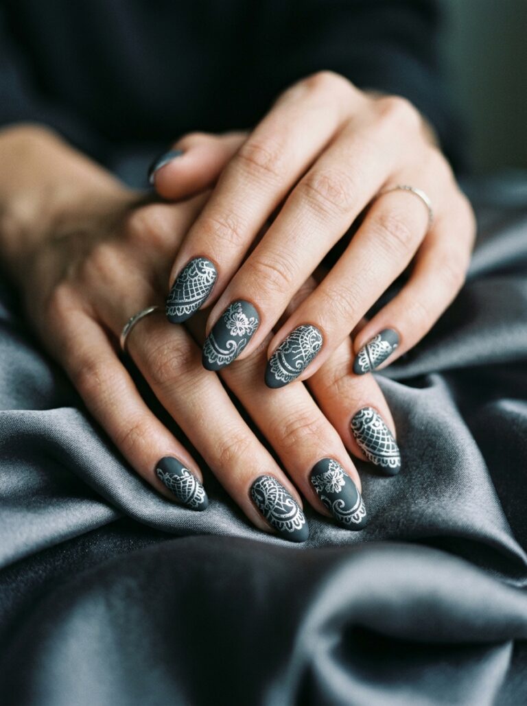 9. Charcoal Grey Lace with Silver
