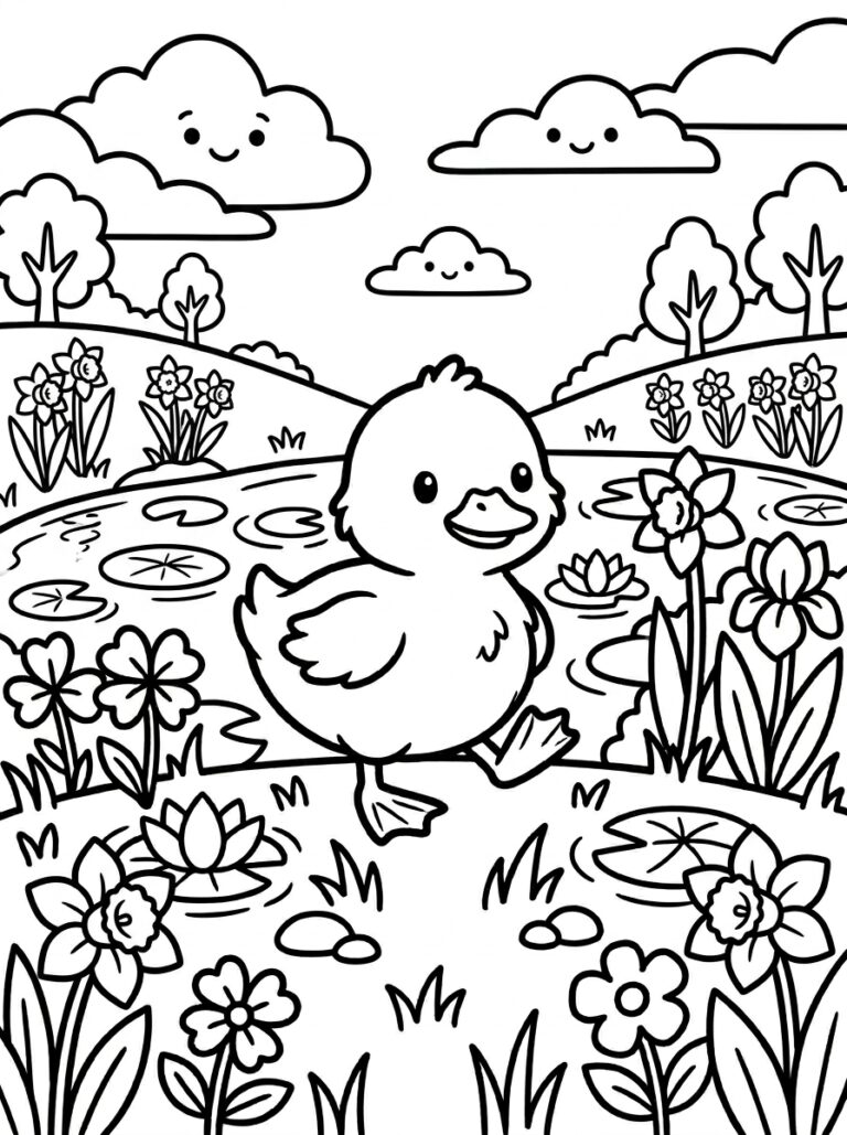 18. Duckling by a Pond