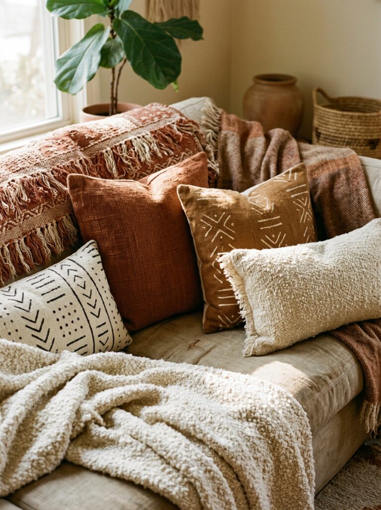 23. Earthy Tonal Layered Textiles
