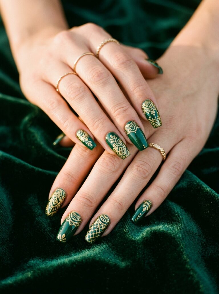 15. Emerald Green Lace Drama