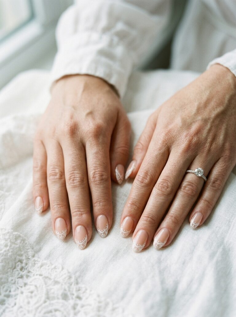 5. French Tips with Lace Detail