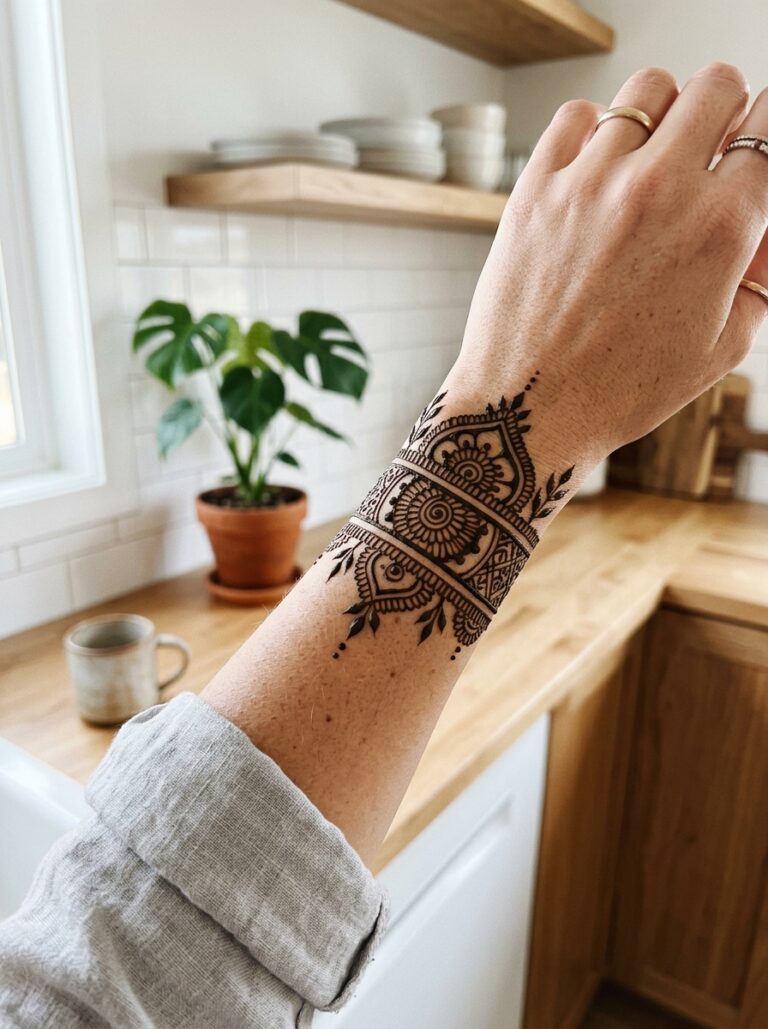 10. Geometric Floral Wrist Band