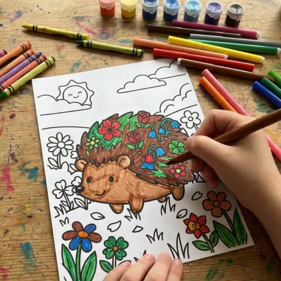 25 Free Spring Coloring Pages Kids Will Actually Love Hedgehog_with_flowers_202604101110