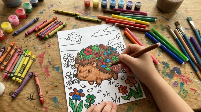 25 Free Spring Coloring Pages Kids Will Actually Love Hedgehog_with_flowers_202604101110