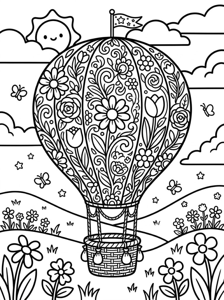 21. Hot Air Balloon with Flowers