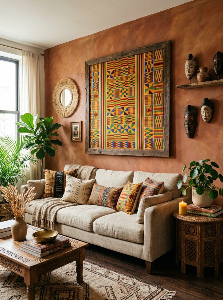 4. Kente Cloth Accent Wall Panel