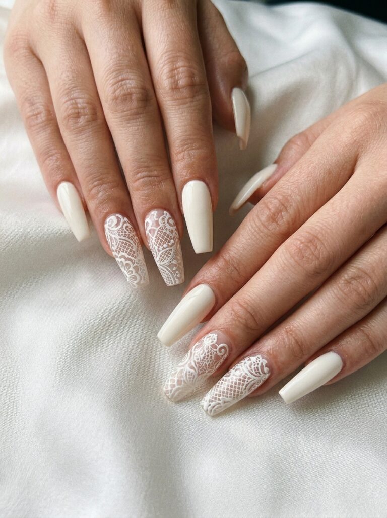 23. Lace Accent on Coffin Shape