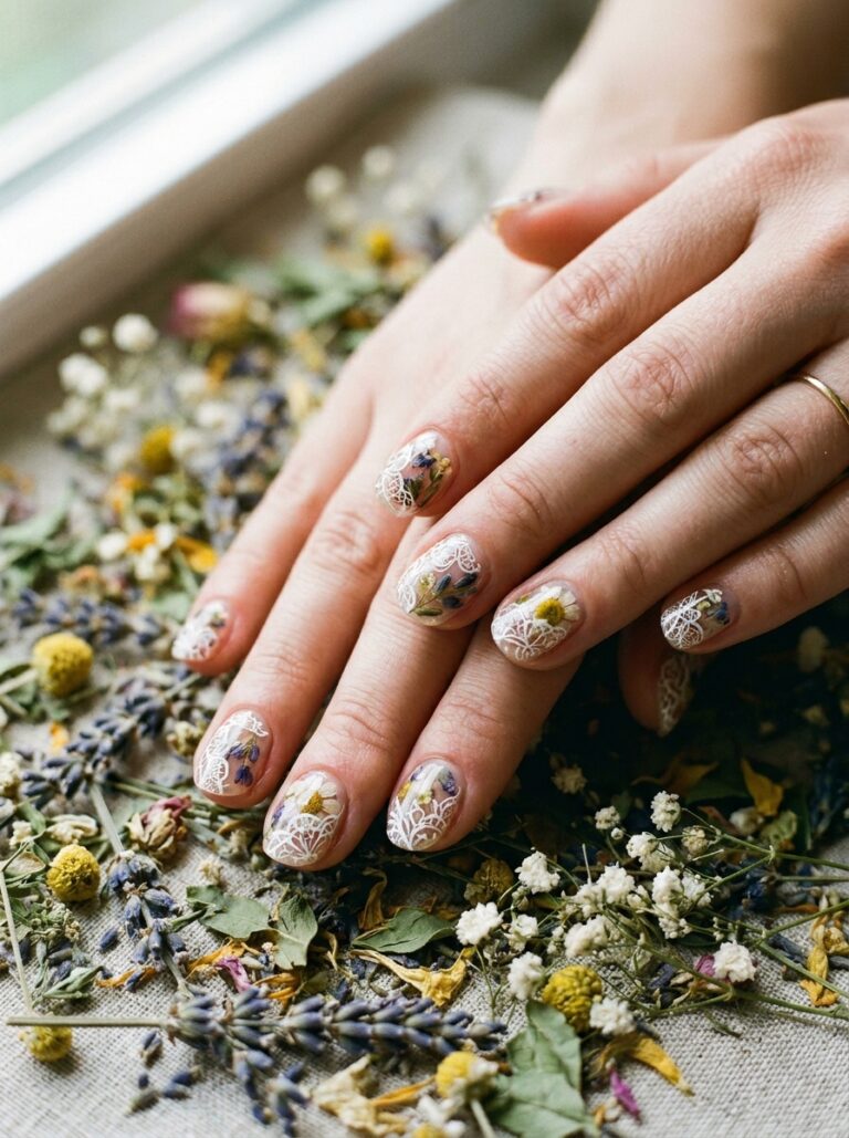 20. Lace and Dried Flower Encapsulated
