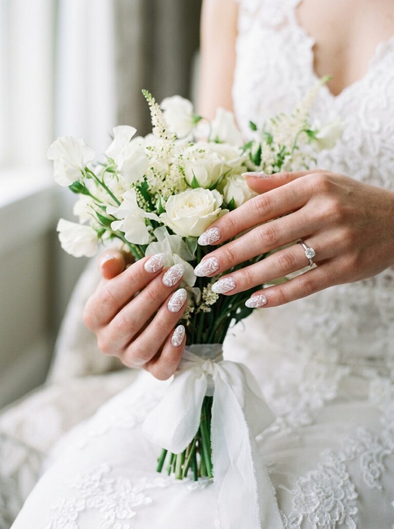 8. Lace and Pearl Bridal Set