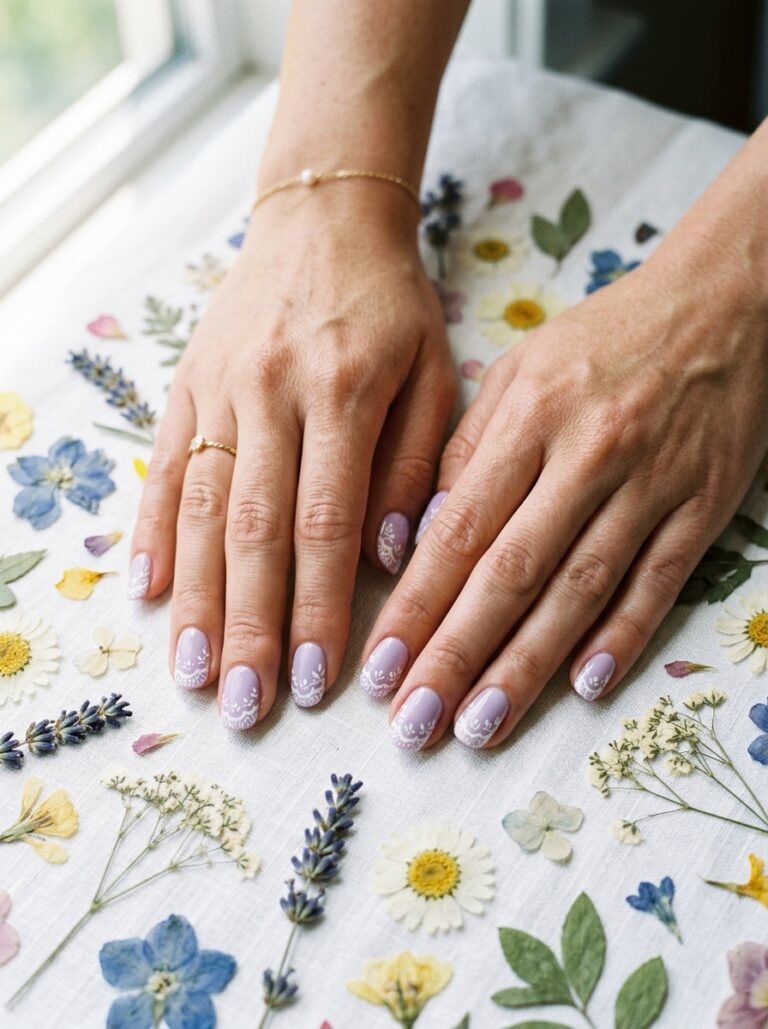 10. Pastel Lavender Lace Tips