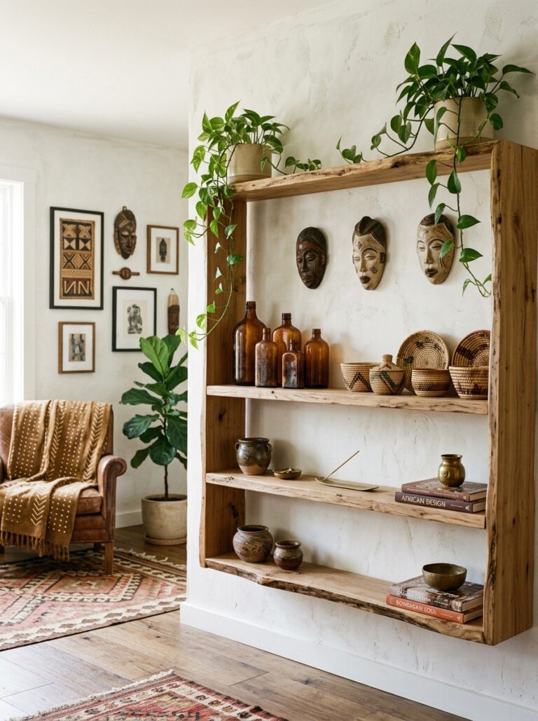 21. Raw Edge Wood Shelving Unit