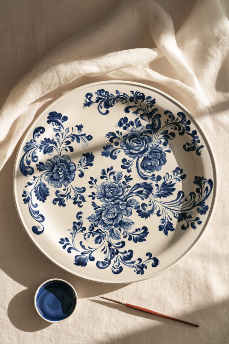 12. Delft-Inspired Floral Plate