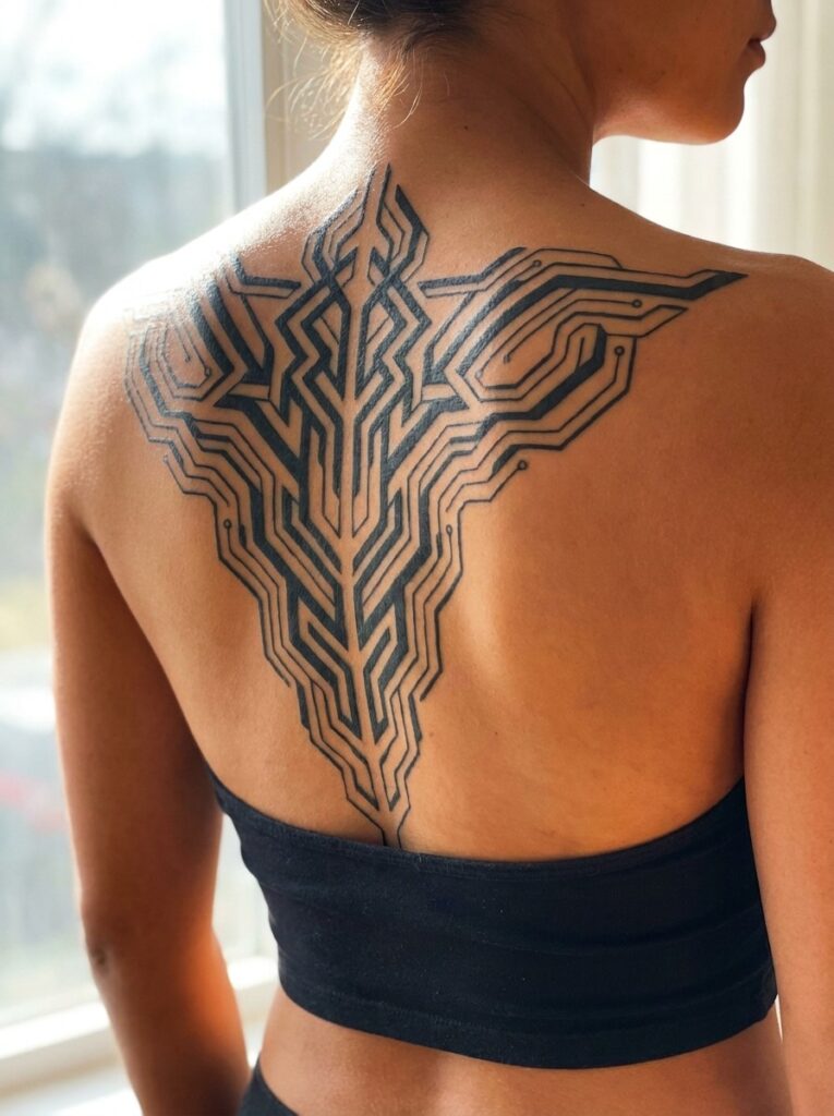 cybersigilism spine tattoo design