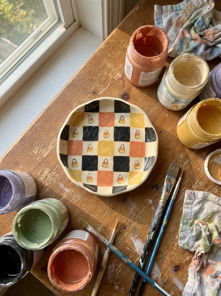 Candy Corn Checkerboard Dish