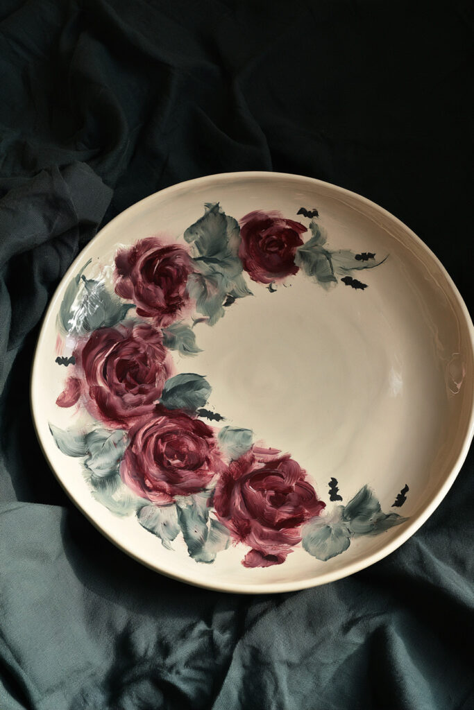 Gothic Rose and Bat Plate