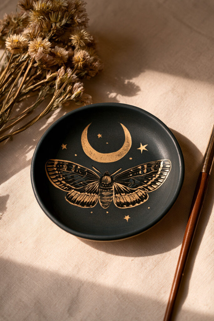 Moth and Crescent Moon Dish
