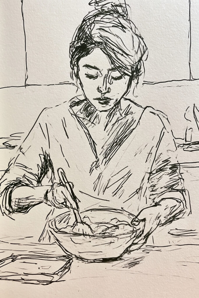 cozy girl aesthetic drawings - Baking in a Cozy Kitchen